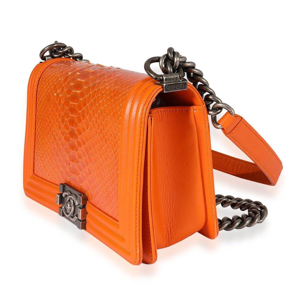 Chanel Orange Python Medium Boy Bag - Picture 2 of 8